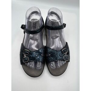 NEW SAS Women's 7.5WW Blue Metallic,Honeycomb,LeatherComfort Sandals,Made in USA